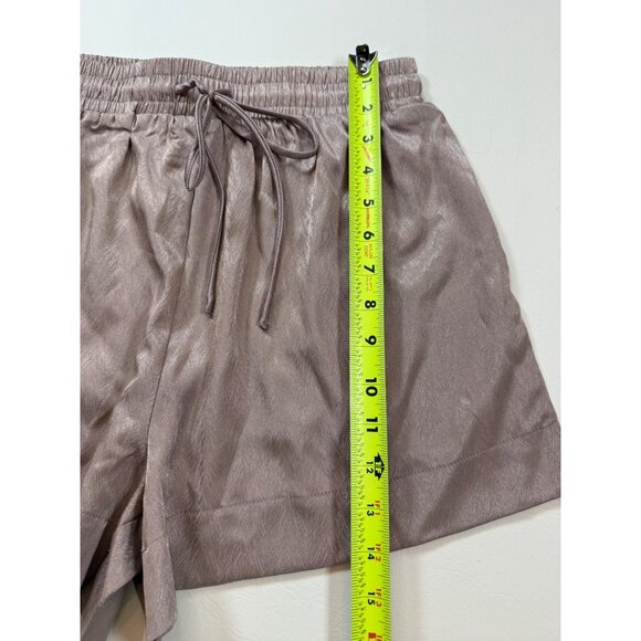 TCEC Satin-Style Elastic Waist Shorts M Brown Gray Polyester Blend (bin HH124) - Picture 4 of 6